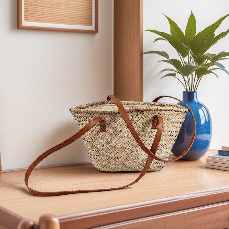 French Aquatic Grass Woven Crossbody Bag