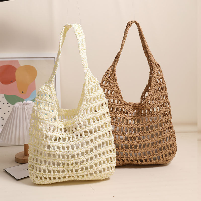 Large Shoulder Straw New Hollow Tote Handheld Woven Beach Bag