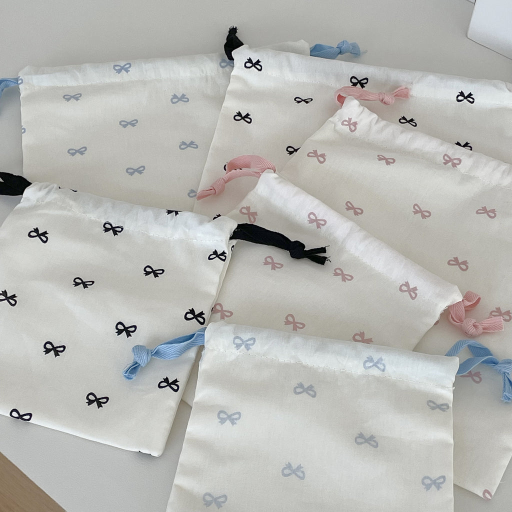 Sweet Bow Printed Drawstring Storage Bag
