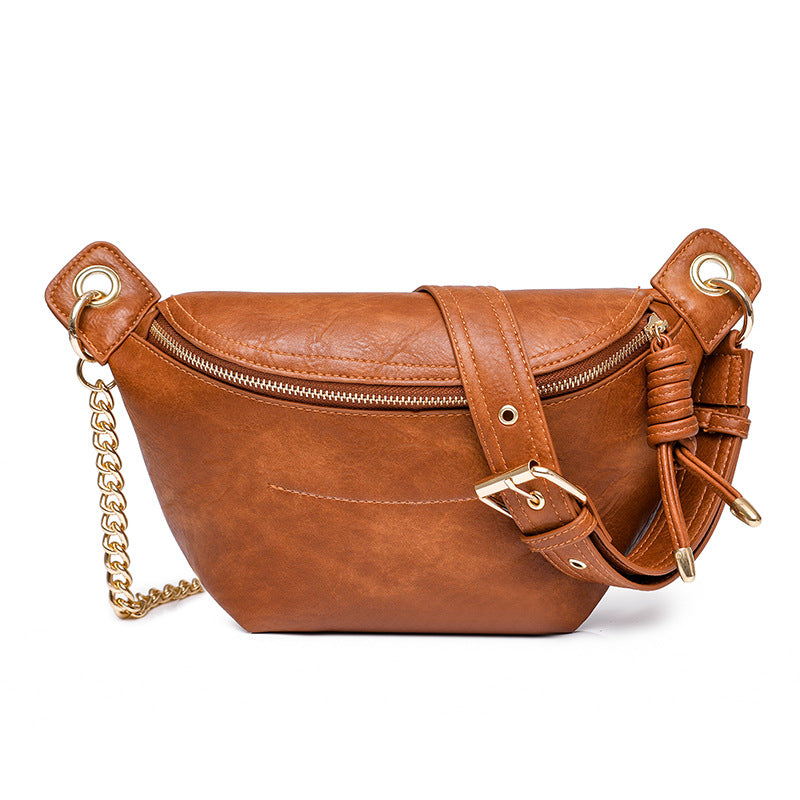 Women Vintage New PU Chest Chain Waist Fashion Bag