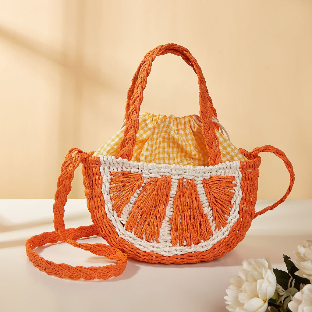 Orange Watermelon Straw Shoulder Crossbody Beach Bag