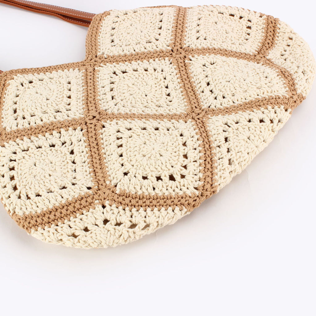 Boho Hand-Crocheted Cotton Patchwork Granny Square Shoulder Bag