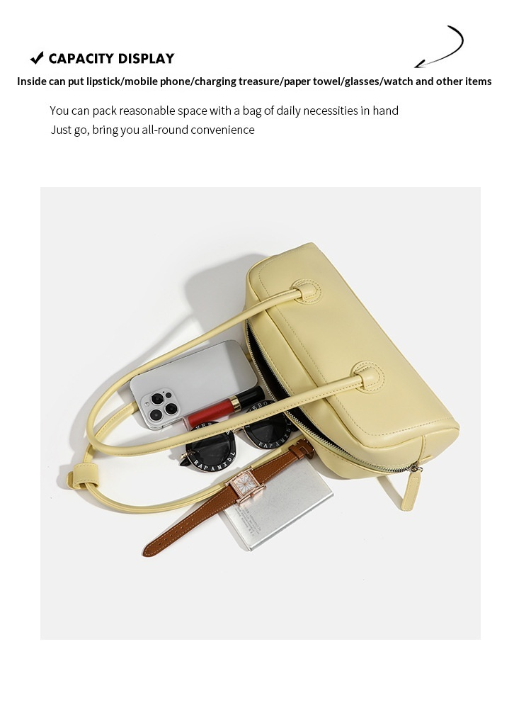 Retro Minimalist Barrel Shoulder Bag Baguette Handbag