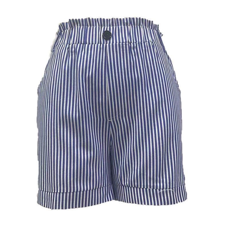 Women Casual Pocket Striped Shorts