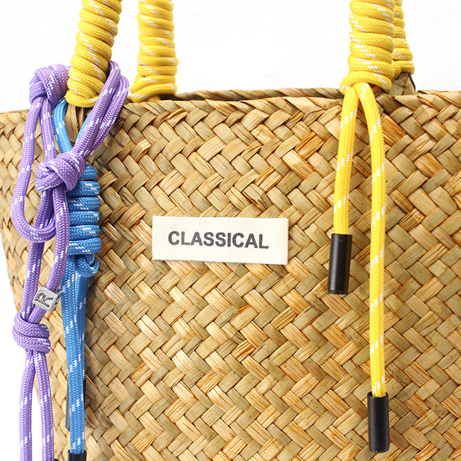 Handmade Colorful Straw Woven Beach Basket Bag