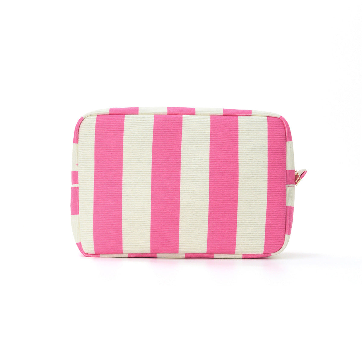 Corduroy Contrast Stripe Vertical Large Opening Octagonal Cosmetic Bag