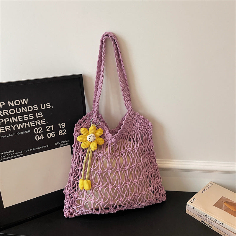 Ins Large Straw Beach Hollow Tote Korean Casual Artistic Shoulder Bag