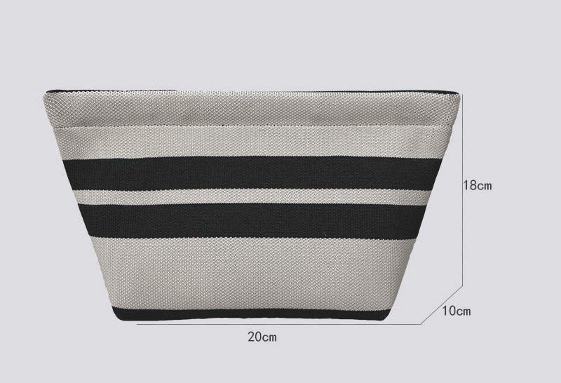 Striped Knitted Wool Cosmetic Clutch Bag