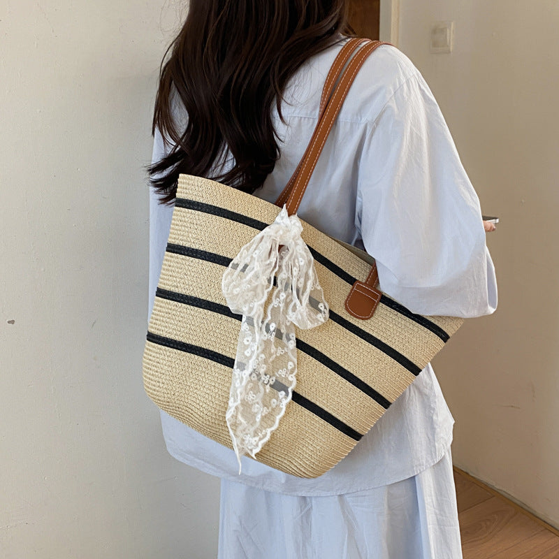 Women Straw Large New Unique Beach Woven Commute Tote Bag