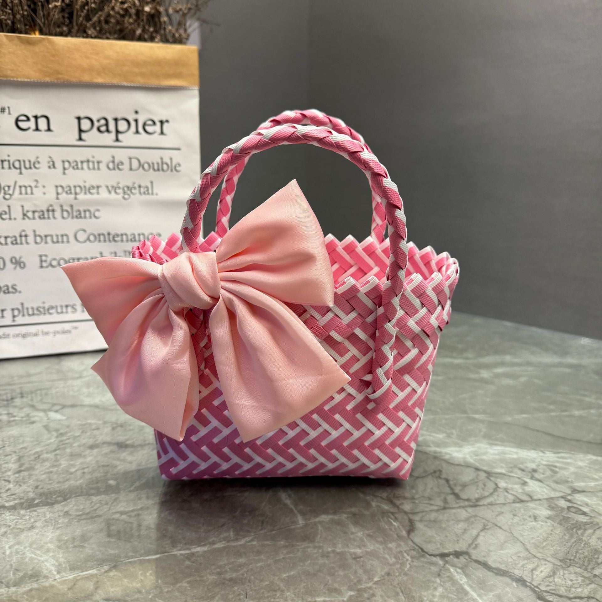 Plastic Woven Beach Basket Bag