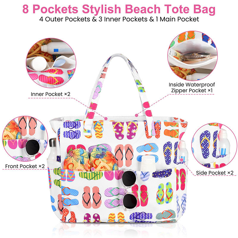 Large-Capacity Beach Travel Hand-Printed Storage Bag