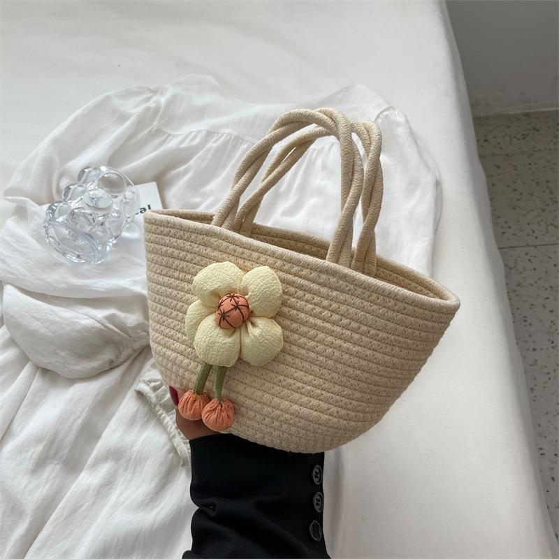Casual Cute Cotton Rope Handheld Woven Bag