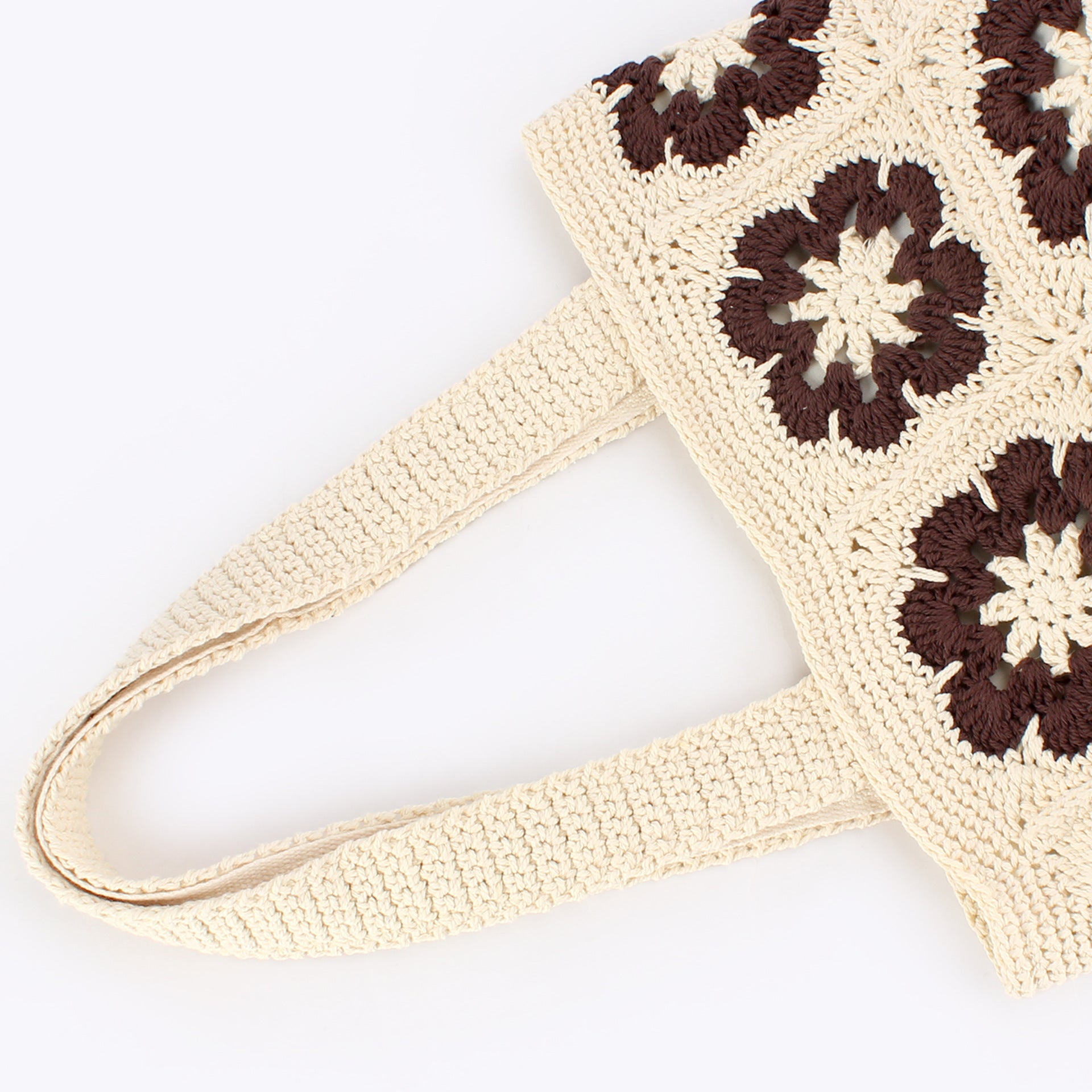 Floral Crochet Granny Square Shoulder Tote Bag