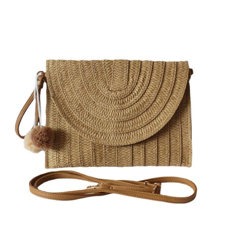 Ball Clutch Straw Woven Beach Bag