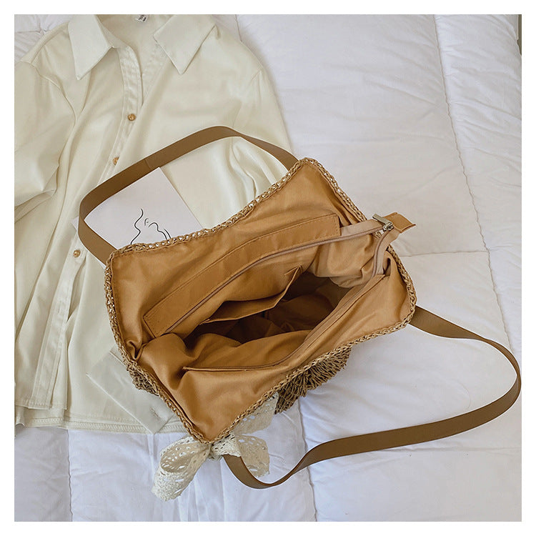 Women New Handmade Woven Fashion Straw Paper Rope Vacation Beach Bag