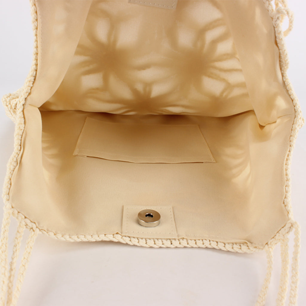 New Hand-Woven Cotton Rope Hollow Flower Seaside Vacation Daily Casual Versatile Fashion Niche Women'S Bag