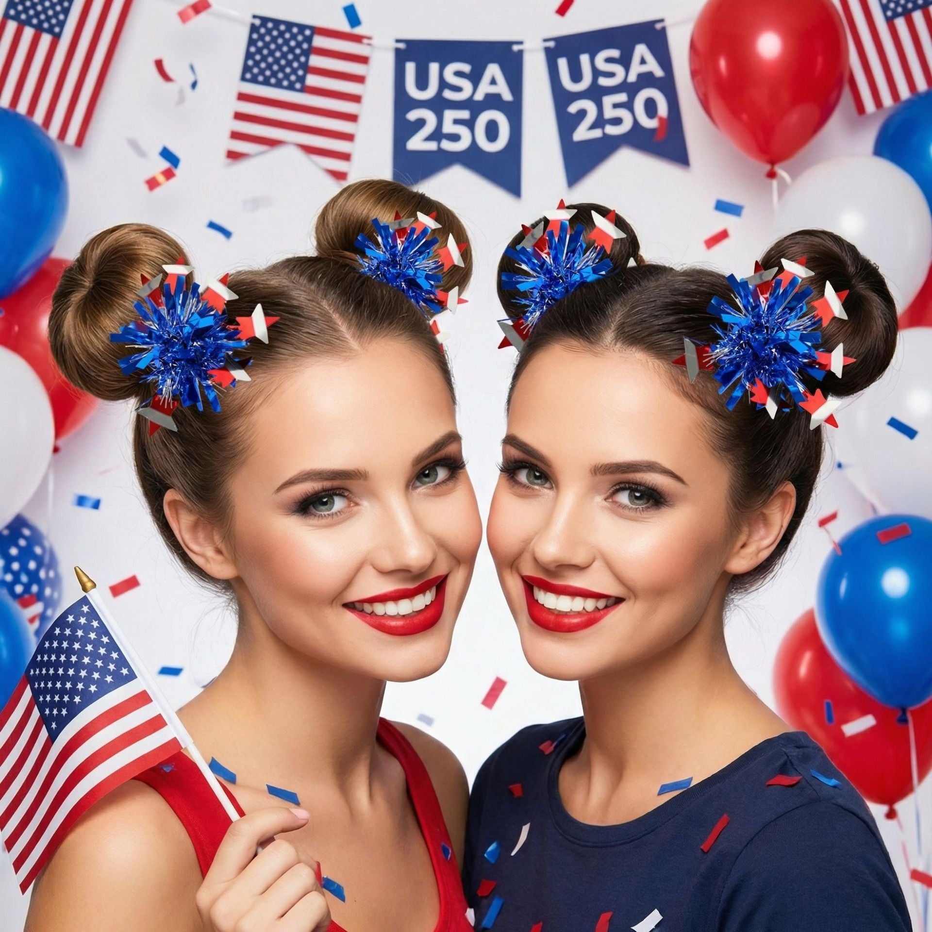 Independence Day Red White Blue Star Hairpin
