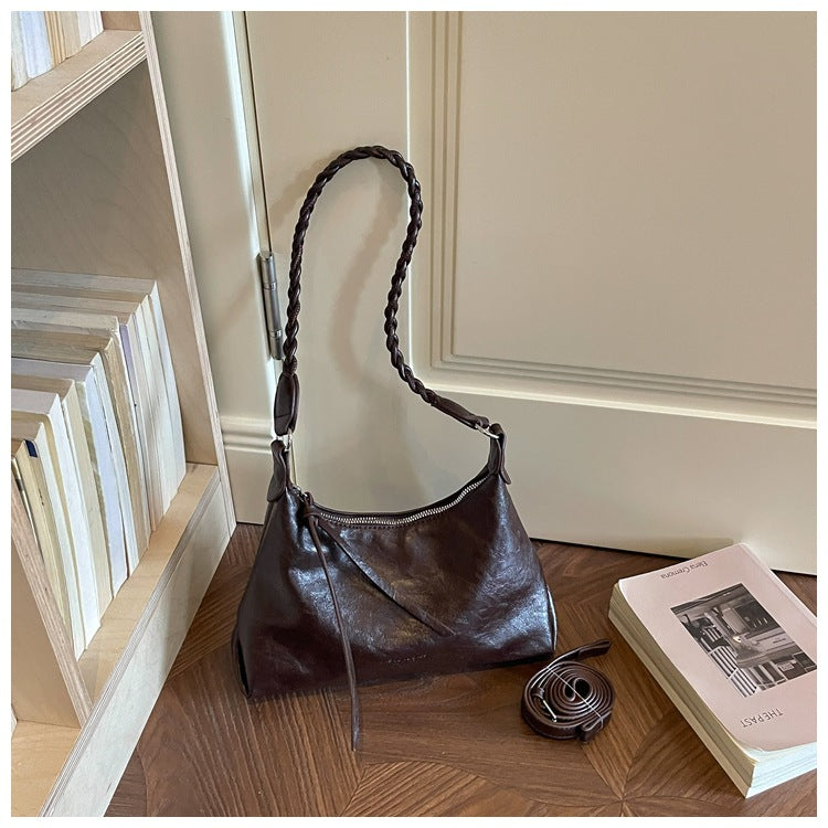 Braided Handle Charm Convertible Everyday Crossbody Bag