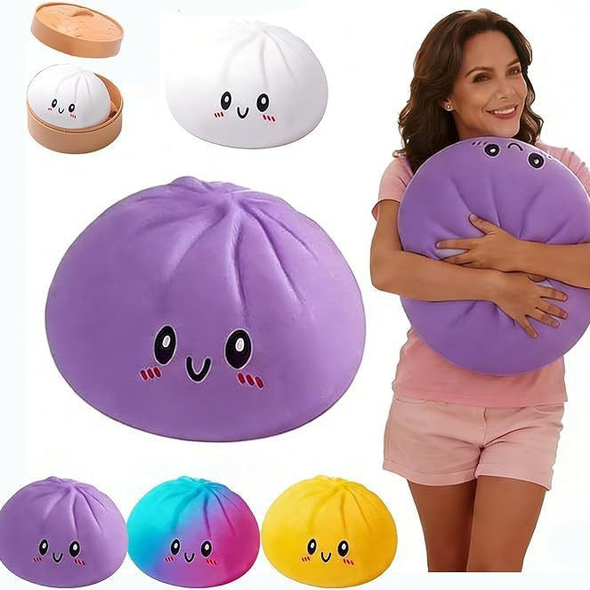Jumbo Steamed Bun Squishy Toy with Steamer Basket