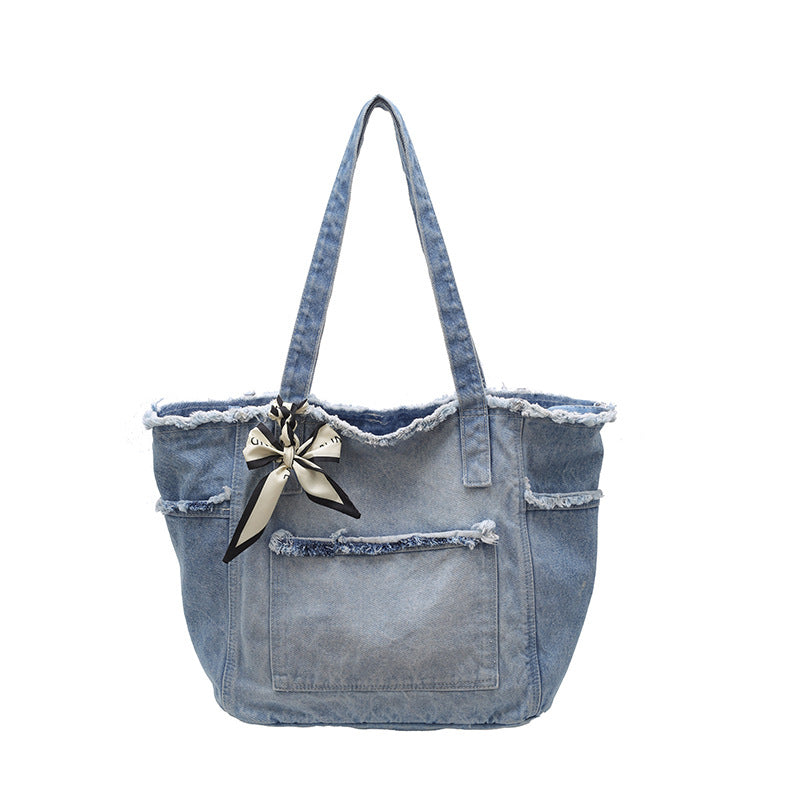 2026 Women Casual Denim Shoulder Large Tote Bag