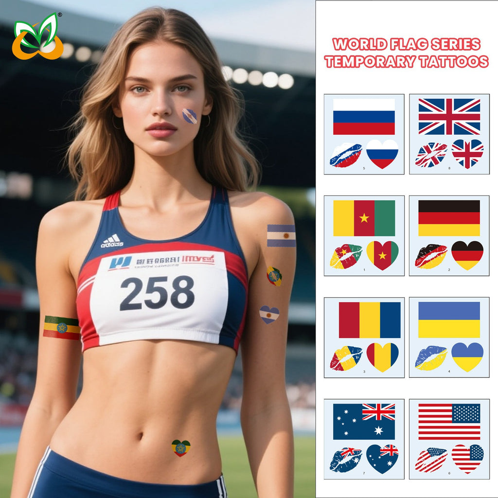 World Cup Waterproof Flag Face Tattoo Sticker