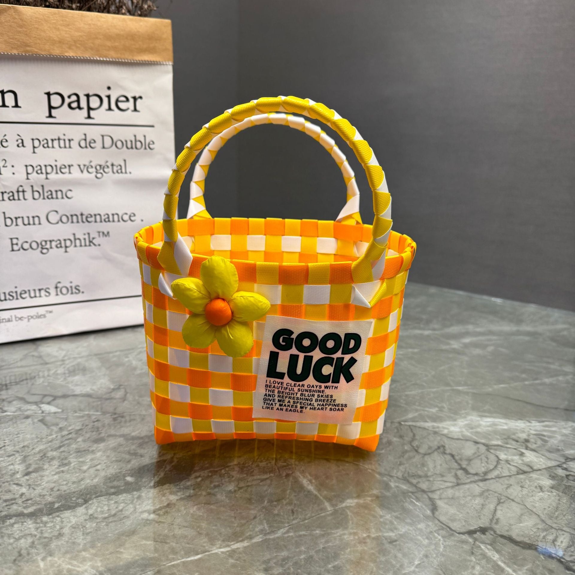Plastic Woven Small Square Handbag Souvenir Bag