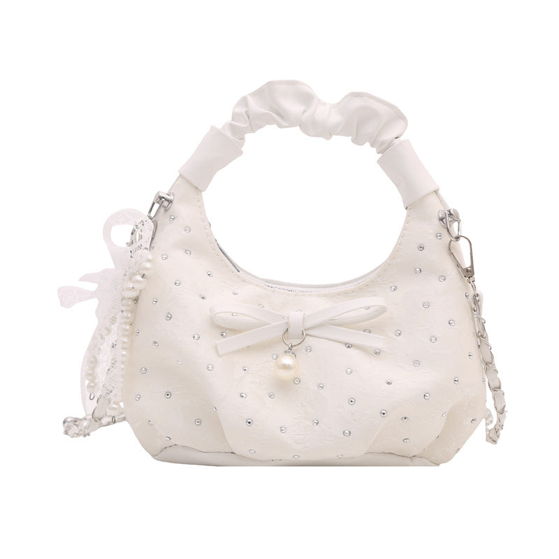 Women's Gentle Pleated Handbag Versatile Chain Shoulder Crossbody Bag