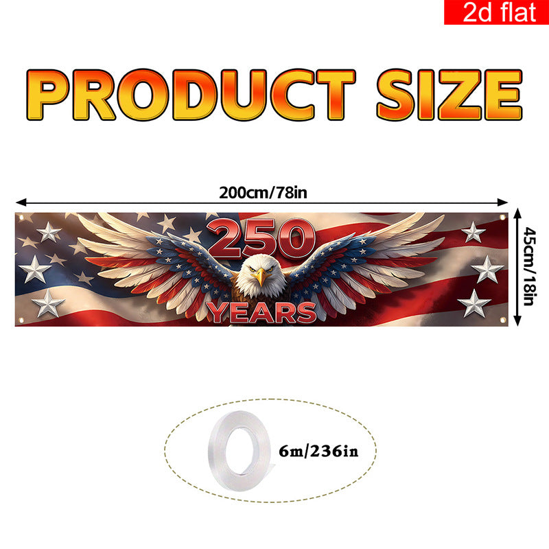 Independence Day 250th Anniversary Hanging Flag Banner