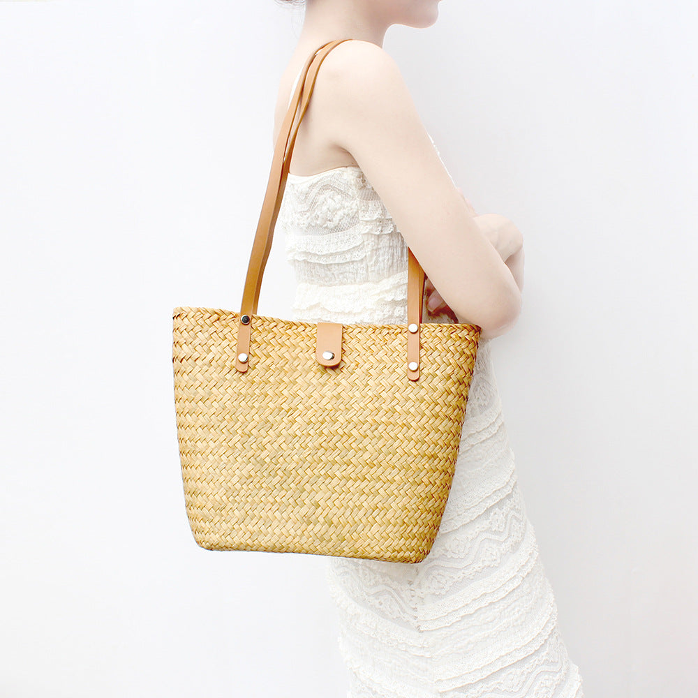 Straw Large Capacity Hand-Woven Retro Beach Shoulder Bag