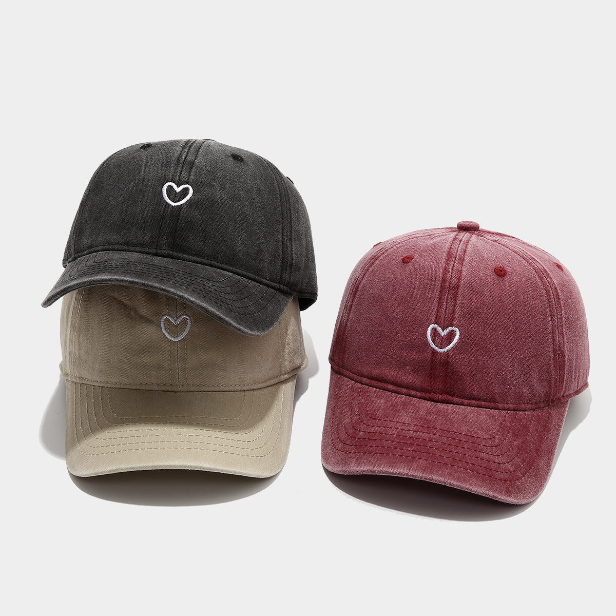 Literary Retro Embroidered Love Soft Peaked Cap