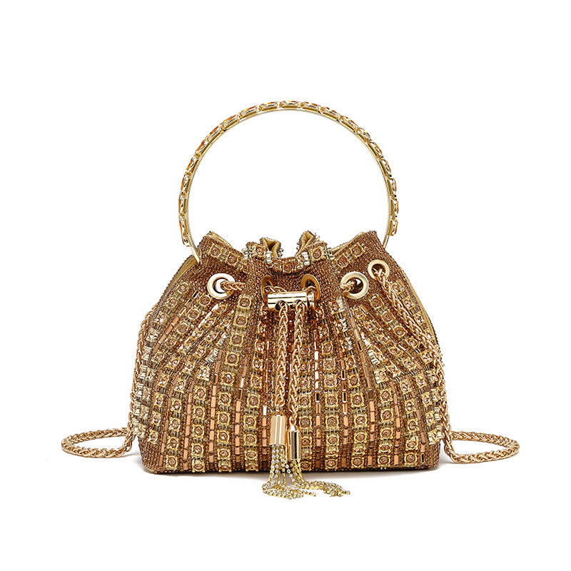Gradient Full Diamond Tassel Evening Bag