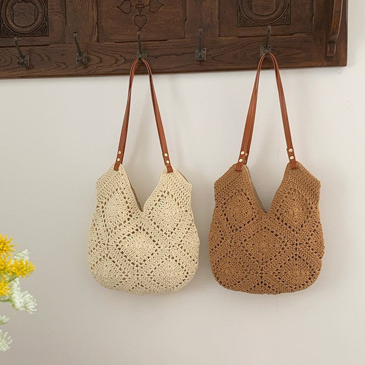 Women Hollow Woven Commuter Large Capacity Tote Shoulder Bag