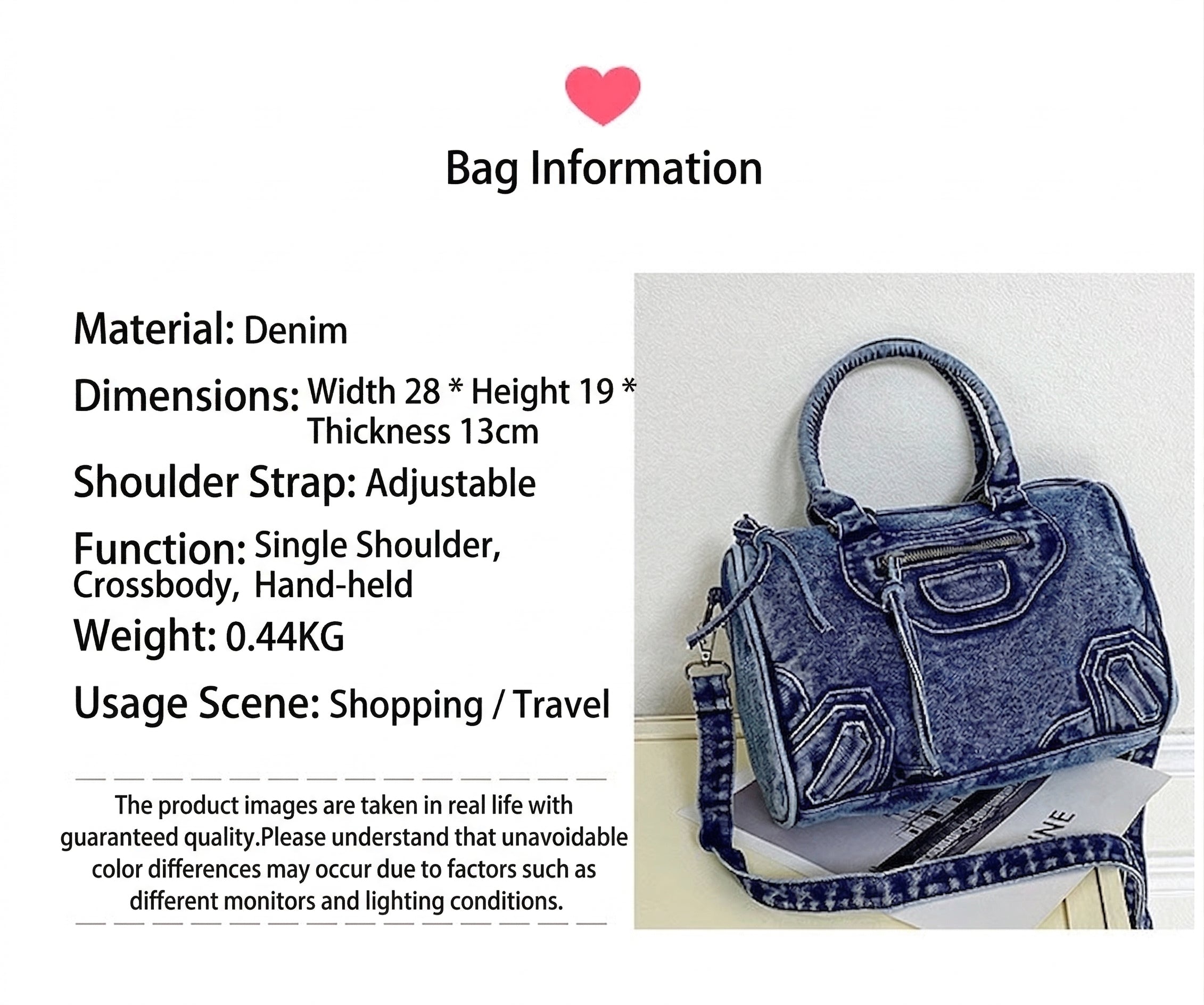 2026 Retro Washed Denim Tote Bag, Large Capacity Shoulder Crossbody Handbag