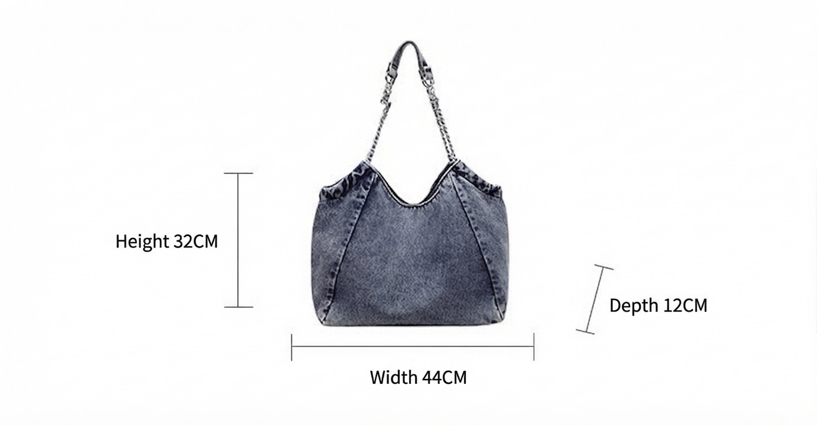 Cross-Border Denim Bag For Women 2025 New Fashion Chain Shoulder Crossbody Bag Large Capacity Commuter Tote Bag