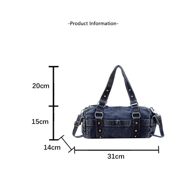 Women 2026 Punk Denim Bag, Large Capacity Crossbody Tote