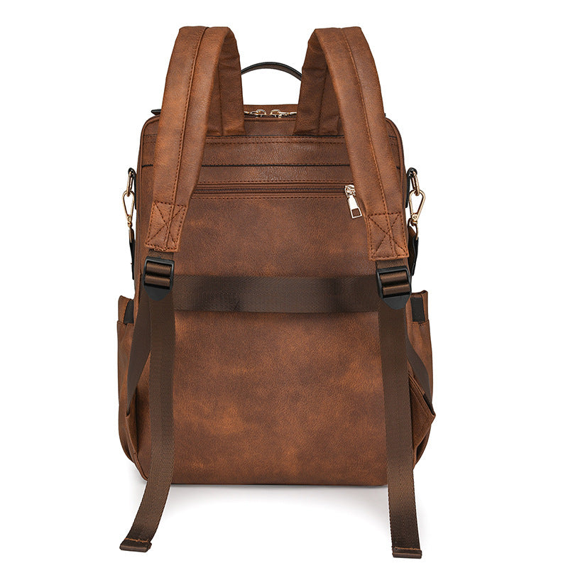 Women Fashion PU Business Backpack, Multifunctional Laptop Travel Bag