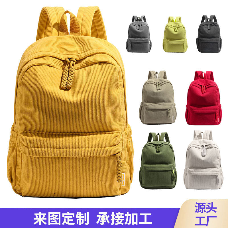 Corduroy Backpack For Women 2026 New Commuter College Student Backpack Casual Versatile Large Capacity Travel Backpack For Men