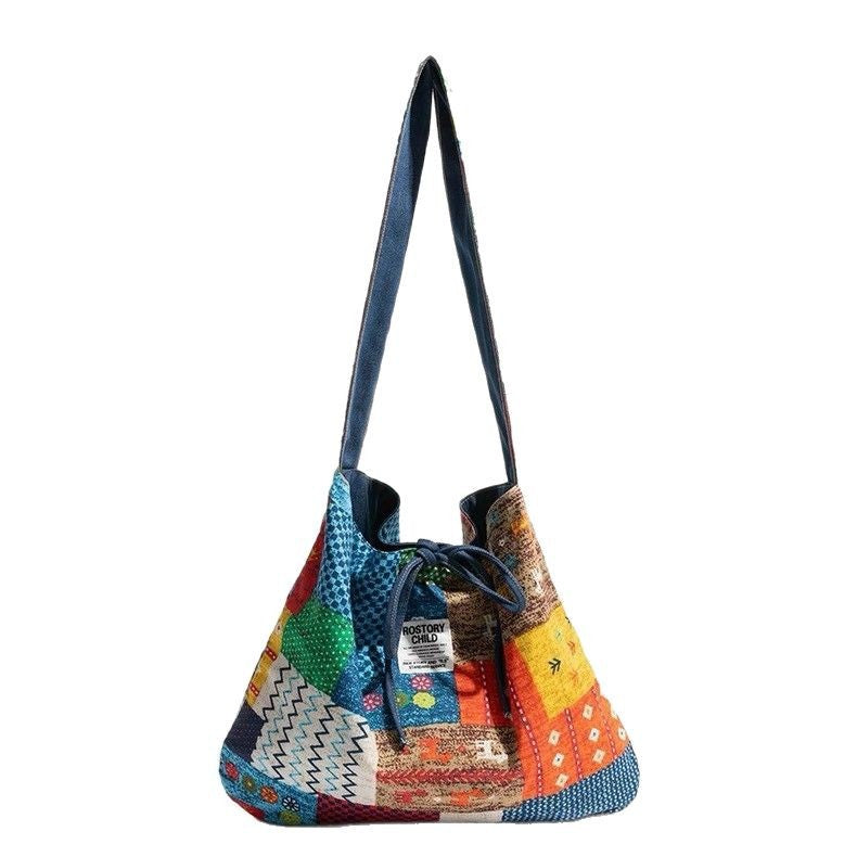 Bohemian Retro Collage Double-Sided Canvas Bag For Women
