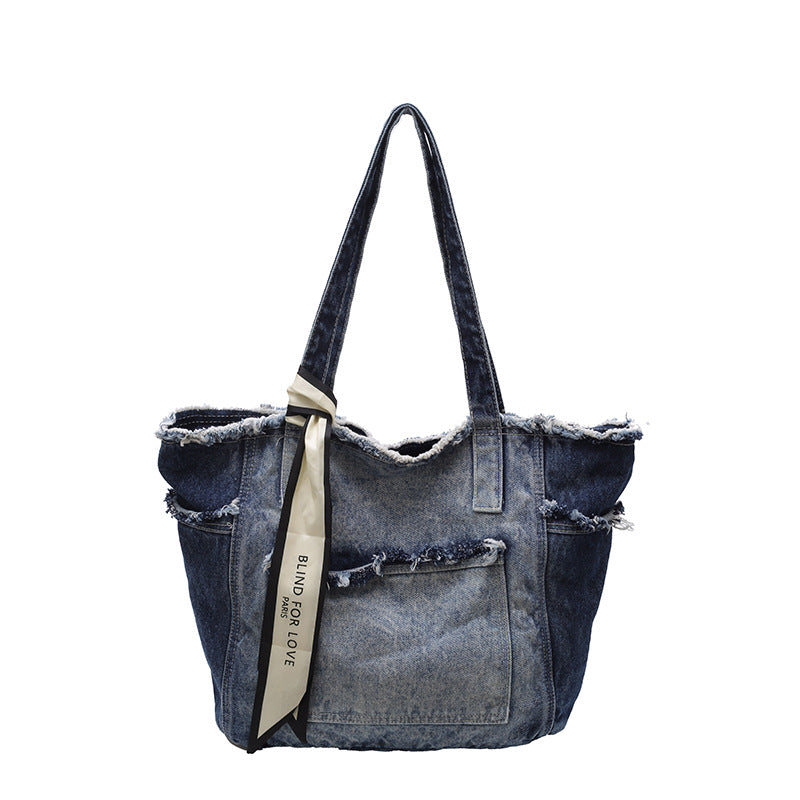 2026 Women Casual Denim Shoulder Large Tote Bag