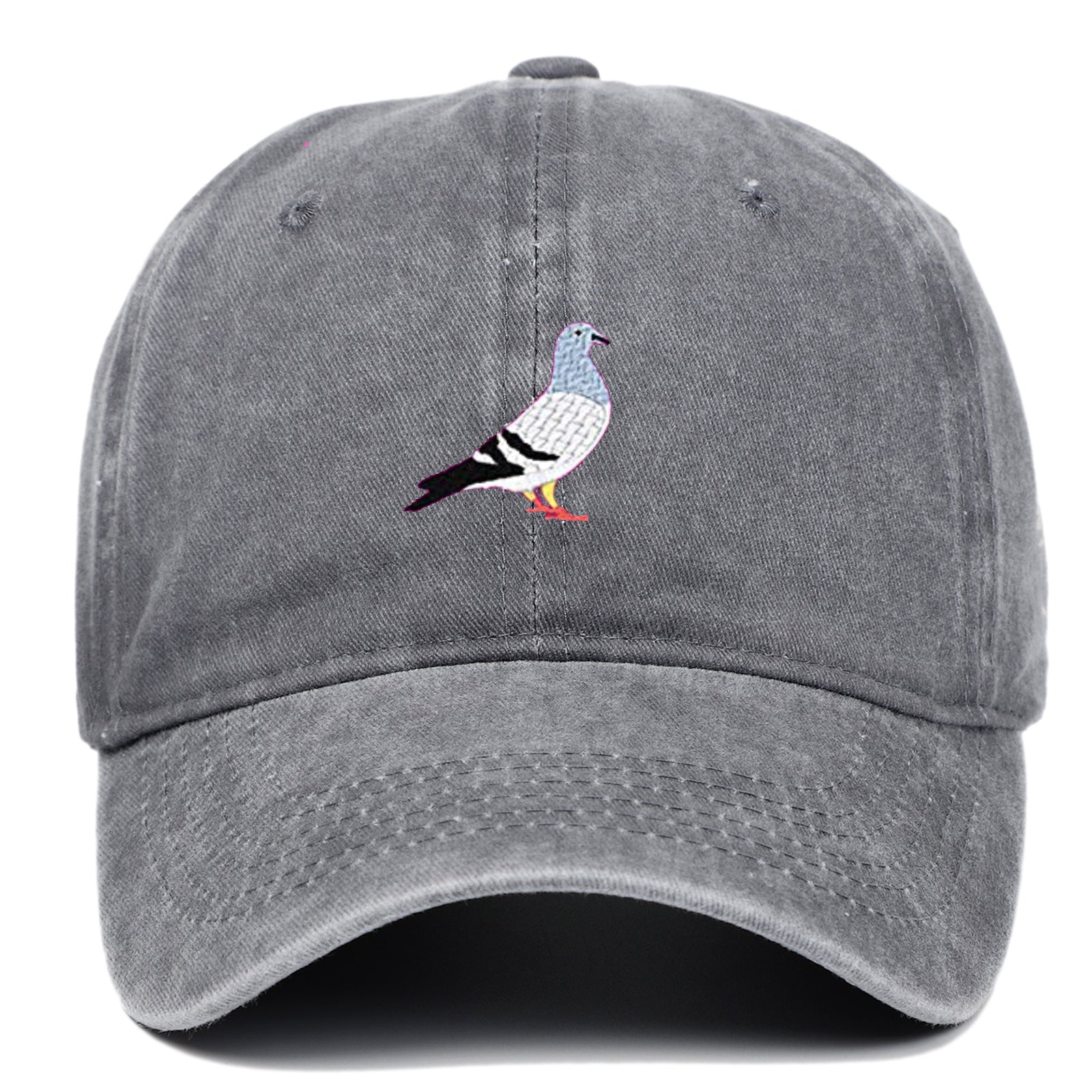 Pigeon Embroidered Washed Distressed Baseball Cap