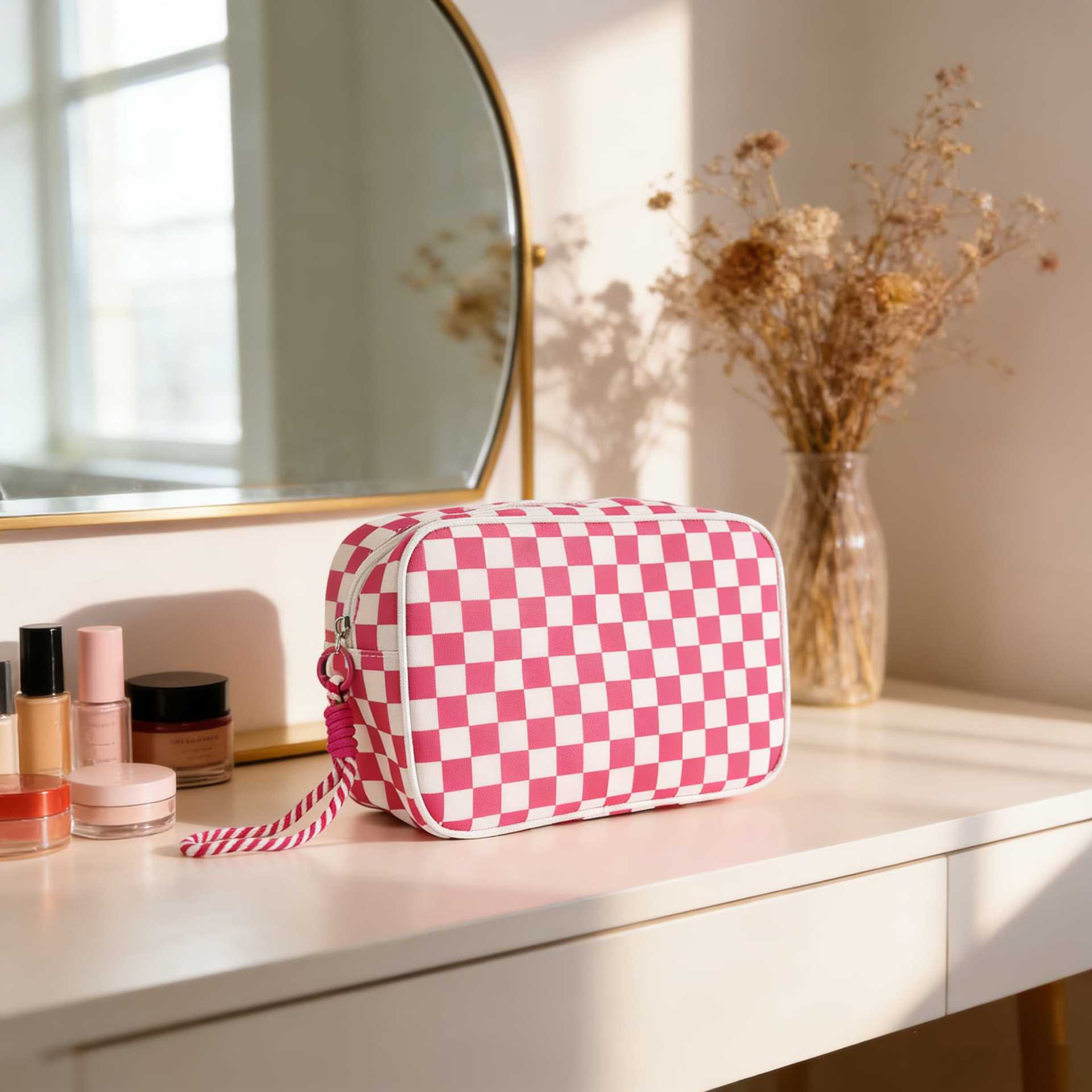 Checkerboard Large-Capacity Waterproof Travel Clutch Bag