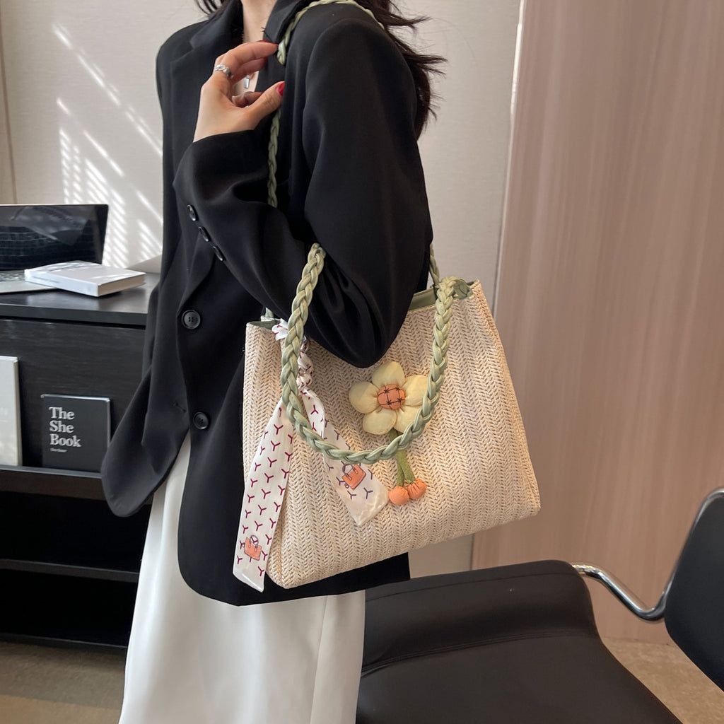 Women Unique Woven Straw New Large Beach Shoulder Crossbody Tote Bag