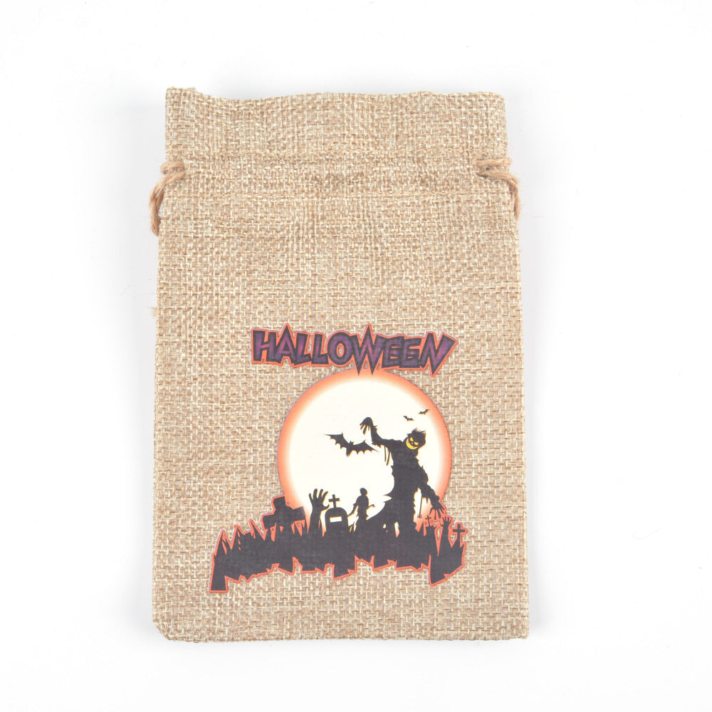 Customizable Halloween Burlap Drawstring Gift Bags