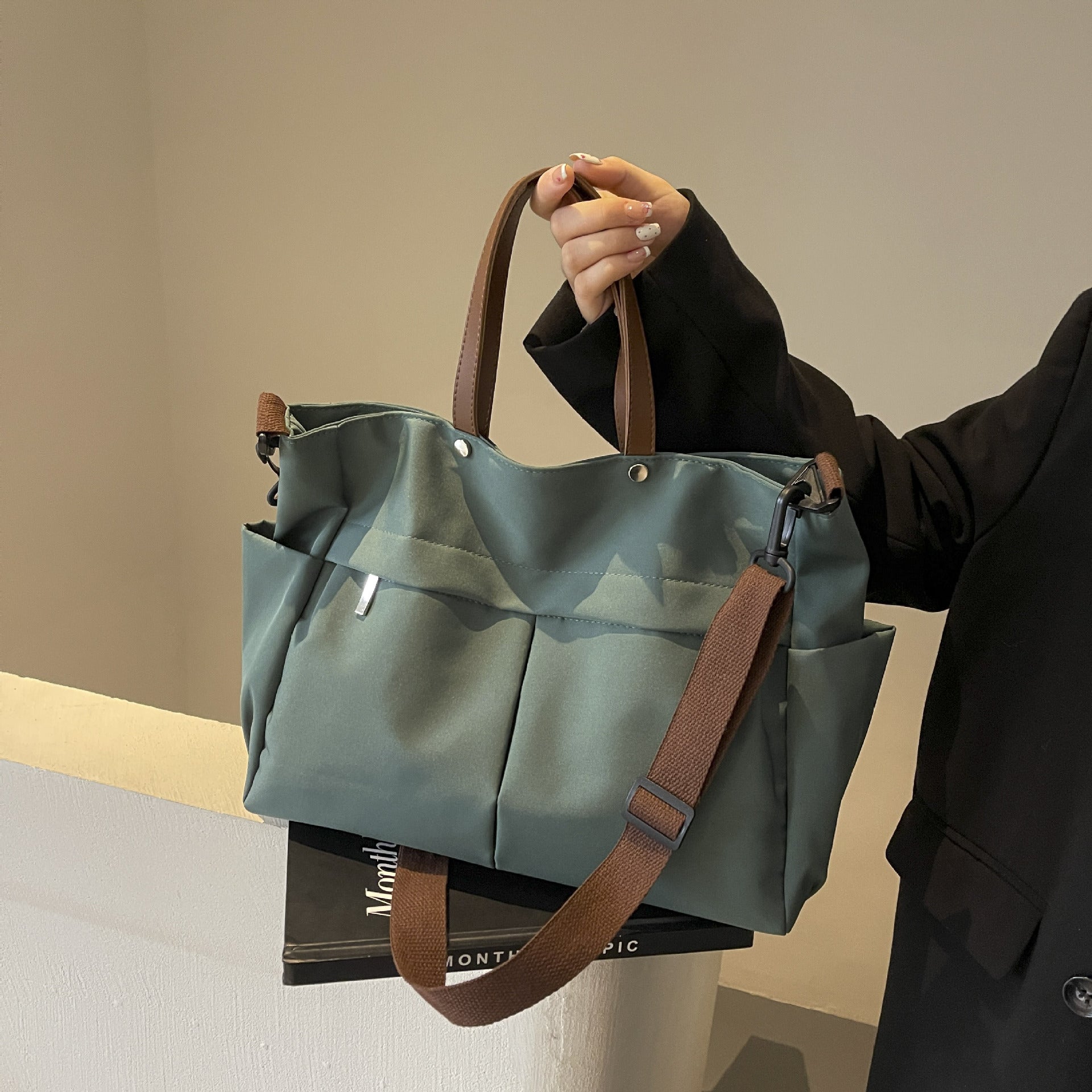 Casual Multi Pocket Everyday Convertible Shoulder Tote Bag