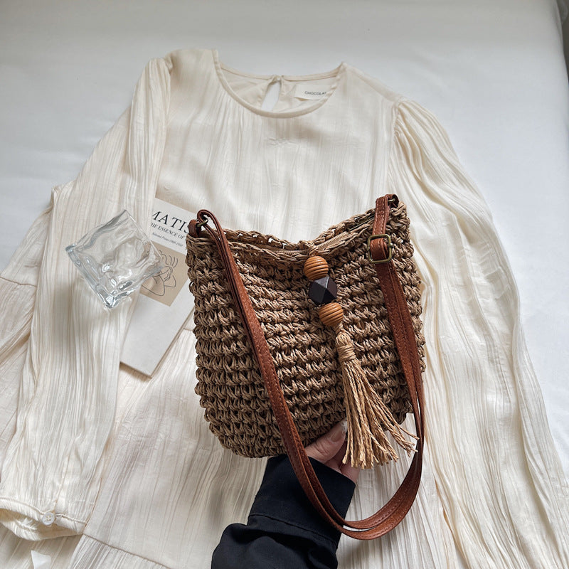 Women Trendy Bucket 2026 New Woven Crossbody Beach Small Bag