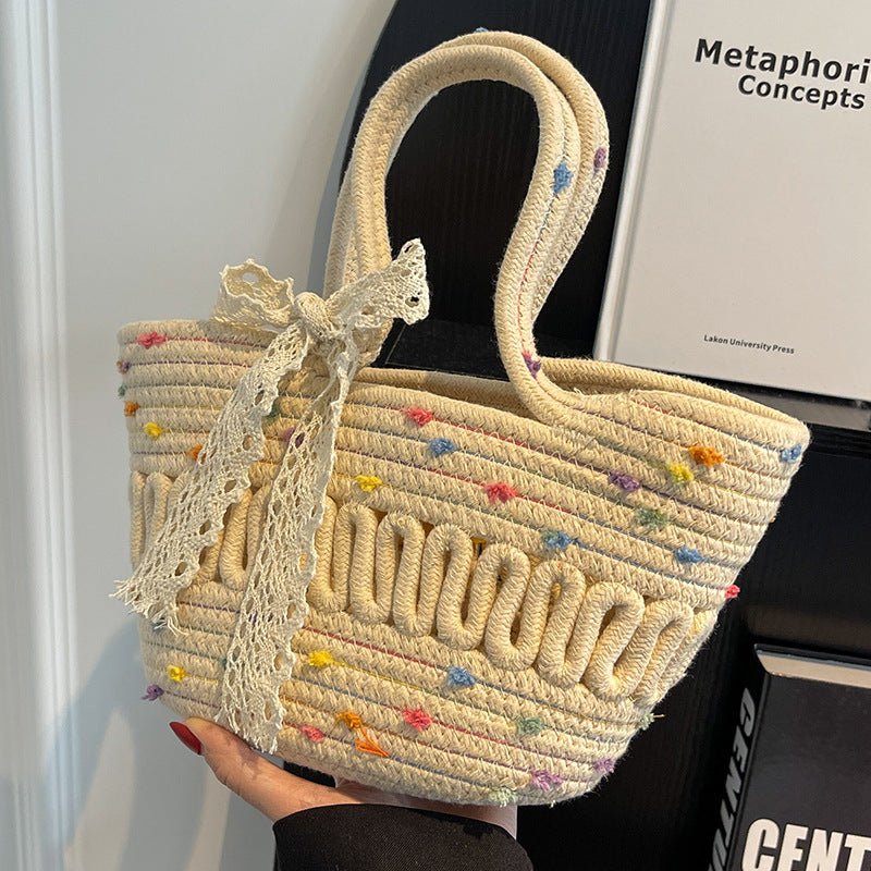 Women Handmade Straw 2026 New Fashion Rattan Beach Tote Bag