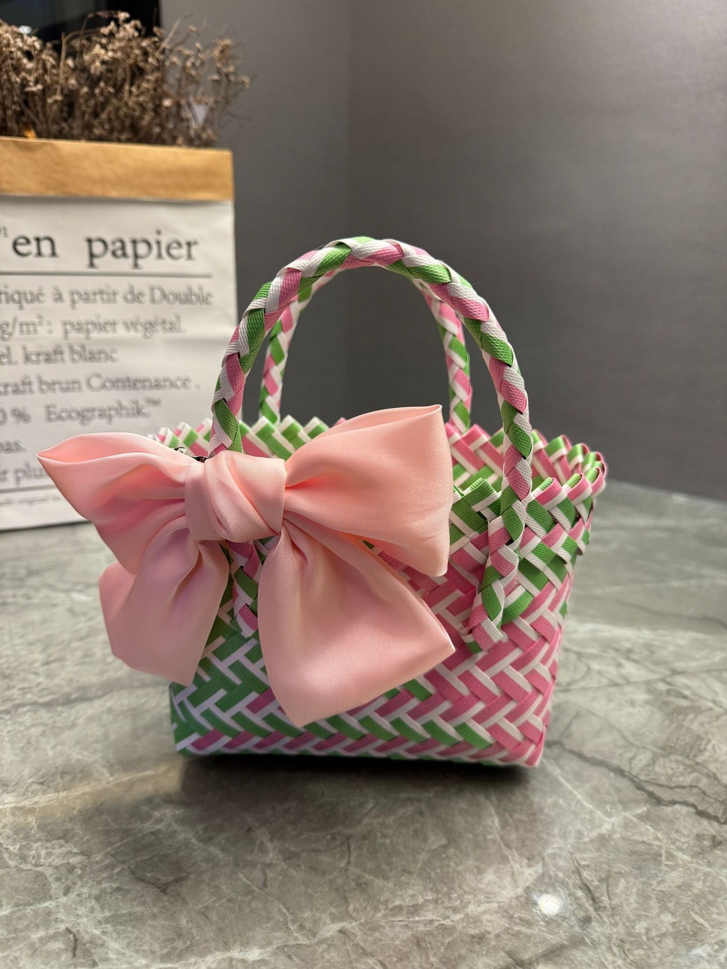 Plastic Woven Beach Basket Bag