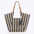 Striped Paper Straw Oversized Resort Shoulder Tote Bag
