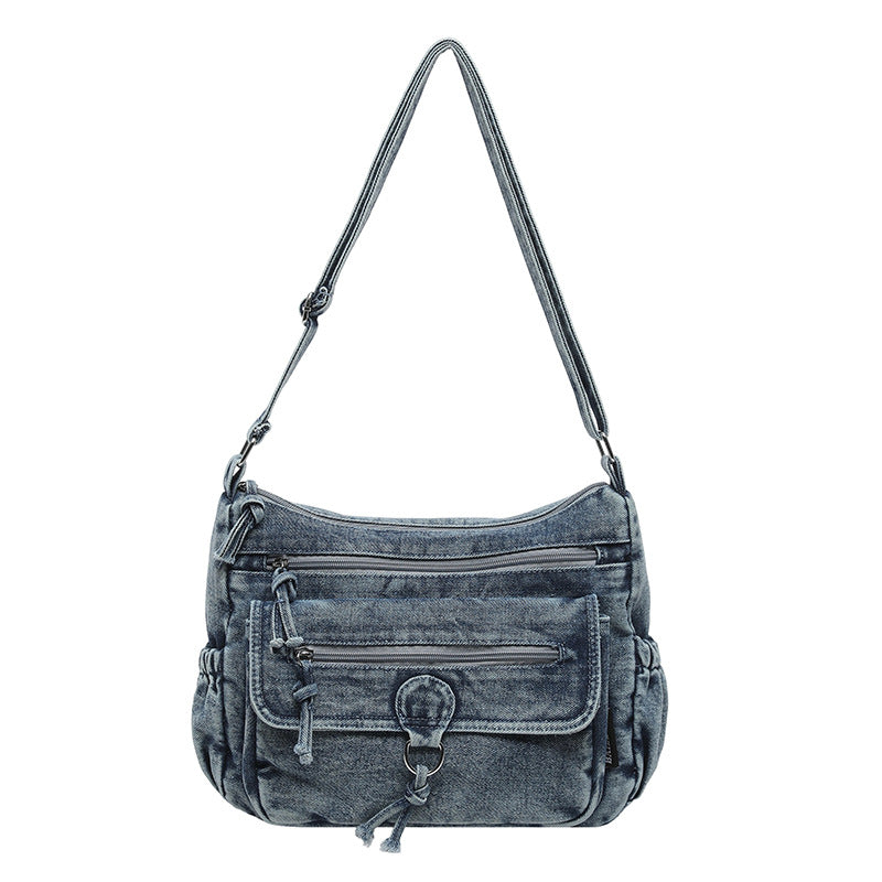 2026 Large Capacity Denim Commuter Crossbody Shoulder Bag