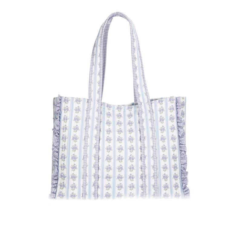 Floral Large Capacity Ruffle Canvas Tote Bag